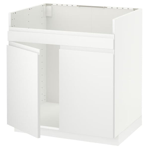 METOD - METOD Base cab f HAVSEN double bowl sink, white/Voxtorp matt white, 80x60 cm