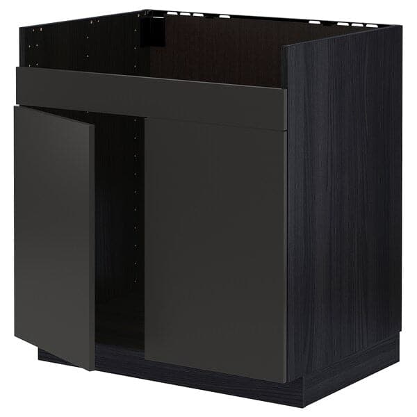 Ikea METOD - Base cab f HAVSEN double bowl sink, black/Nickebo matt anthracite, 80x60 cm