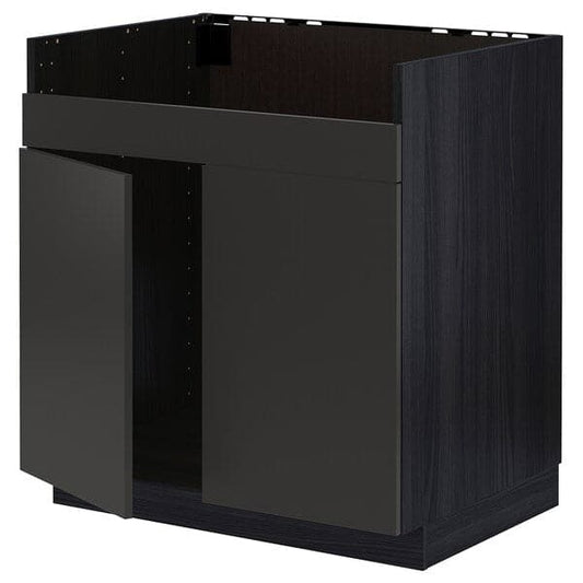 Ikea METOD - Base cab f HAVSEN double bowl sink, black/Nickebo matt anthracite, 80x60 cm