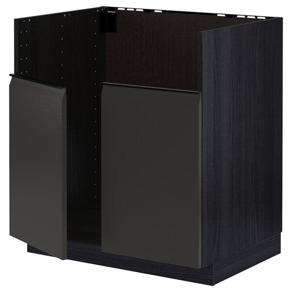 Ikea METOD - Base cab f HAVSEN double bowl sink, black/Upplöv matt anthracite , 80x60 cm