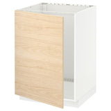 METOD base cabinet for sink, white/Askersund light ash effect, 60x60 cm