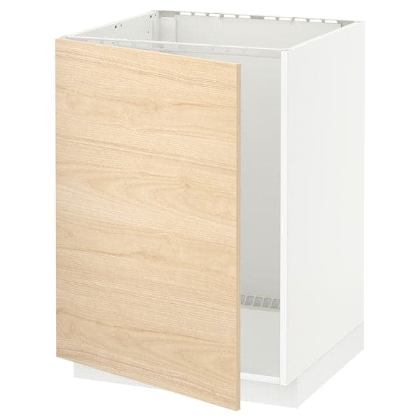 METOD - Base cabinet for sink, white/Askersund light ash effect, 60x60 cm