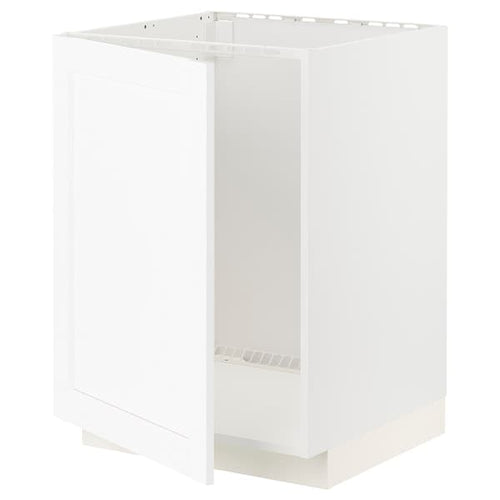 METOD - Base cabinet for sink, white Enköping/white wood effect, 60x60 cm