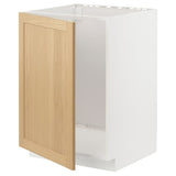 METOD base cabinet for sink, white/Forsbacka oak, 60x60 cm