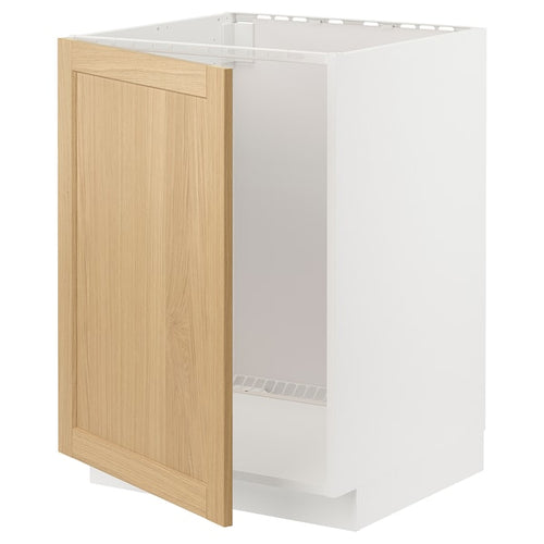METOD - Base cabinet for sink, white/Forsbacka oak, 60x60 cm