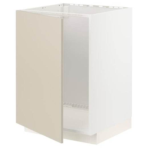 METOD base cabinet for sink, white/Havstorp beige, 60x60 cm