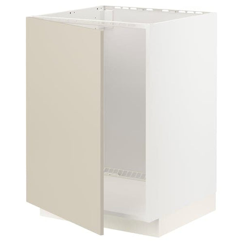 METOD - Base cabinet for sink, white/Havstorp beige, 60x60 cm