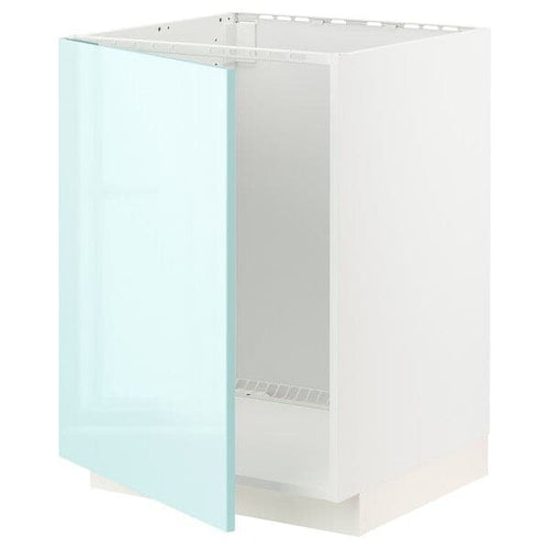 METOD - Base cabinet for sink, white Järsta/high-gloss light turquoise, 60x60 cm