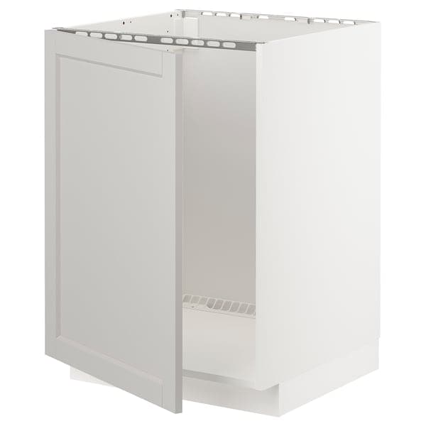 METOD - Base cabinet for sink, white/Lerhyttan light grey, 60x60 cm - best price from Maltashopper.com 39464536