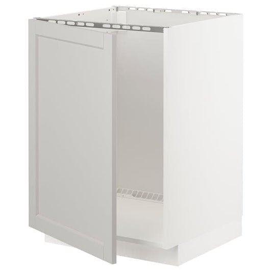 METOD - Base cabinet for sink, white/Lerhyttan light grey, 60x60 cm - best price from Maltashopper.com 39464536