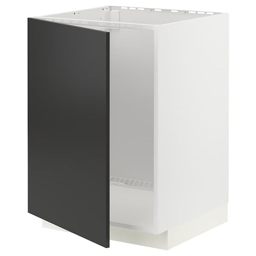 METOD - Base cabinet for sink, white/Nickebo matt anthracite, 60x60 cm