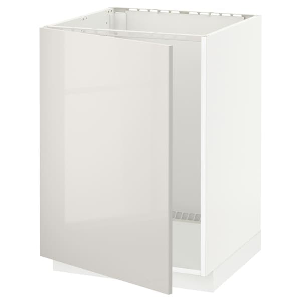Ikea METOD - Base cabinet for sink, white/Ringhult light grey, 60x60 cm