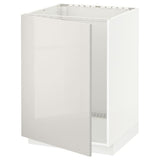 METOD base cabinet for sink, white/Ringhult light grey, 60x60 cm