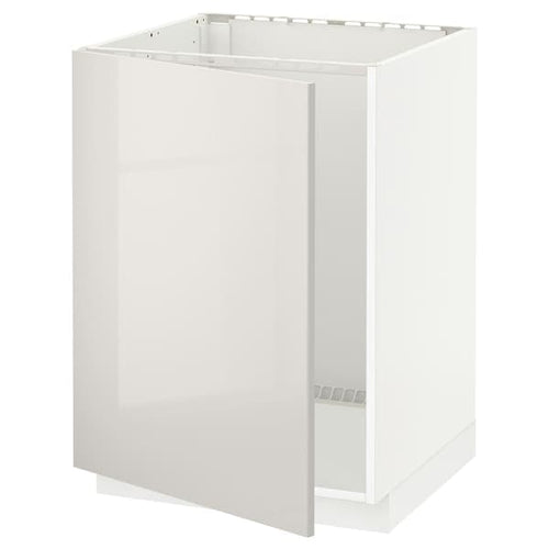 METOD - Base cabinet for sink, white/Ringhult light grey, 60x60 cm