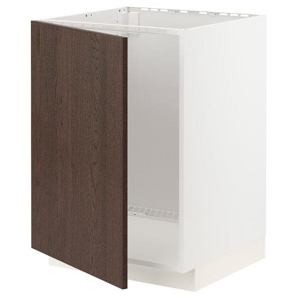 Ikea METOD - Base cabinet for sink, white/Sinarp brown, 60x60 cm