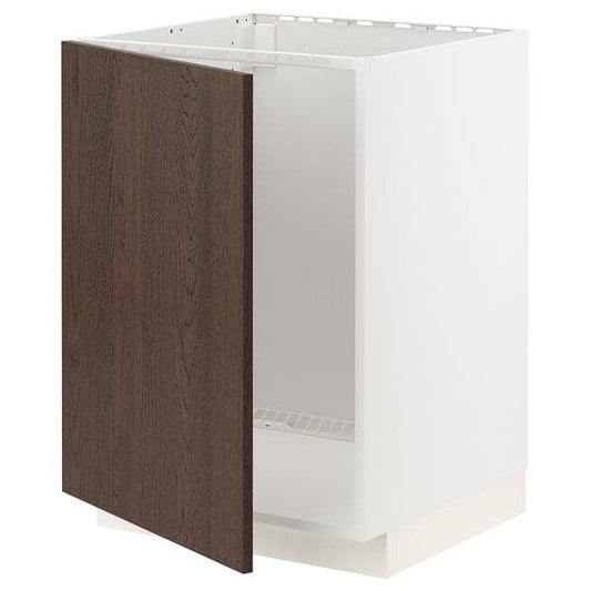 Ikea METOD - Base cabinet for sink, white/Sinarp brown, 60x60 cm