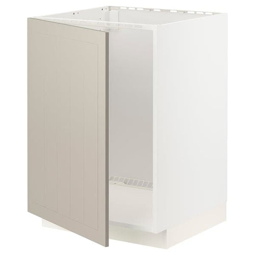 METOD - Base cabinet for sink, white/Stensund beige, 60x60 cm