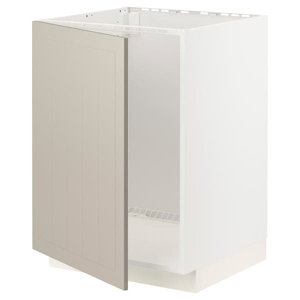 METOD - Base cabinet for sink, white/Stensund beige, 60x60 cm