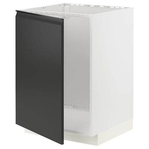 METOD - Base cabinet for sink, white/Upplöv matt anthracite, 60x60 cm