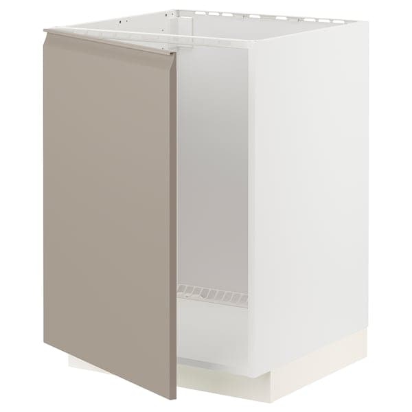 METOD - Base cabinet for sink, white/Upplöv matt dark beige, 60x60 cm - best price from Maltashopper.com 99492485