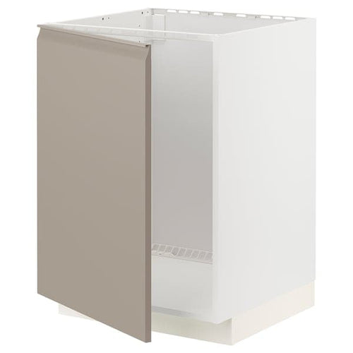 METOD - Base cabinet for sink, white/Upplöv matt dark beige, 60x60 cm