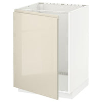 METOD - Base cabinet for sink, white/Voxtorp high-gloss light beige, 60x60 cm - best price from Maltashopper.com 39456485