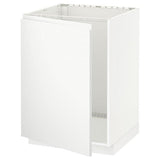 METOD base cabinet for sink, white/Voxtorp matt white, 60x60 cm