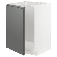 METOD base cabinet for sink, white/Voxtorp dark grey, 60x60 cm