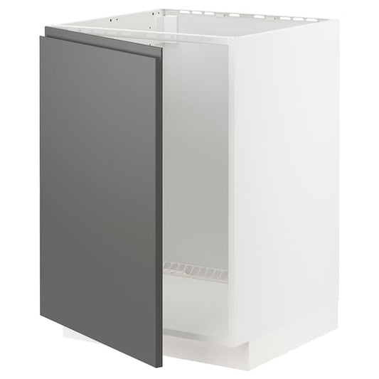 Ikea METOD - Base cabinet for sink, white/Voxtorp dark grey, 60x60 cm