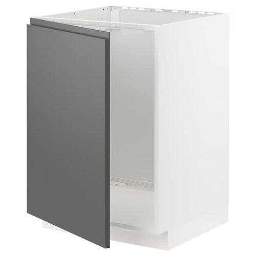 METOD - Base cabinet for sink, white/Voxtorp dark grey, 60x60 cm