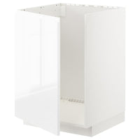 METOD - Base cabinet for sink, white/Voxtorp high-gloss/white, 60x60 cm - best price from Maltashopper.com 69463465