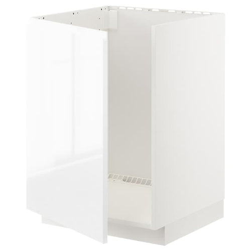 METOD - Base cabinet for sink, white/Voxtorp high-gloss/white, 60x60 cm