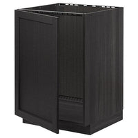 METOD - Base cabinet for sink, black/Lerhyttan black stained, 60x60 cm - best price from Maltashopper.com 69463917