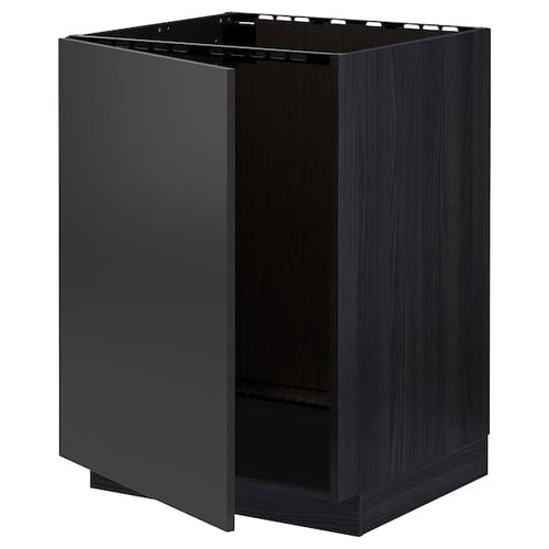 METOD - Base cabinet for sink, black/Nickebo matt anthracite, 60x60 cm
