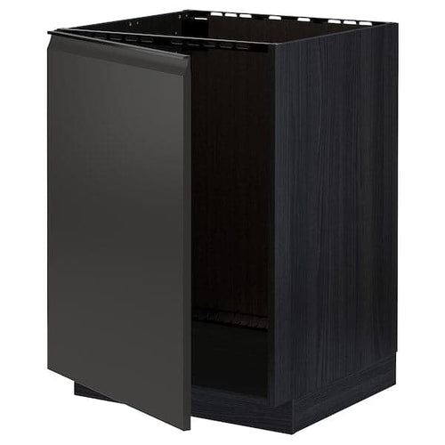 METOD - Base cabinet for sink, black/Upplöv matt anthracite, 60x60 cm