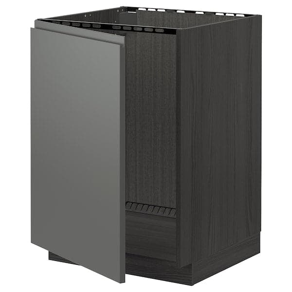 METOD - Base cabinet for sink, black/Voxtorp dark grey, 60x60 cm - best price from Maltashopper.com 59464168