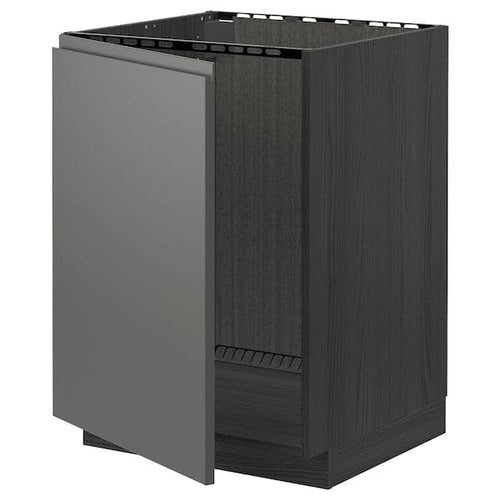 METOD - Base cabinet for sink, black/Voxtorp dark grey, 60x60 cm
