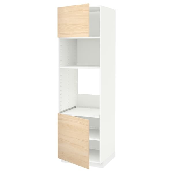 Ikea METOD - Hi cb f oven/micro w 2 drs/shelves, white/Askersund light ash effect, 60x60x200 cm