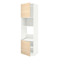 METOD high cabinet f built-in appliances, white/Askersund light ash effect, 60x60x220 cm