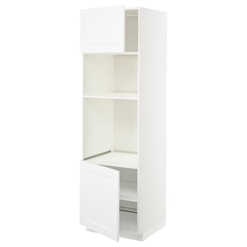 METOD - Hi cb f oven/micro w 2 drs/shelves, white/Axstad matt white, 60x60x200 cm