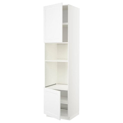 METOD - Hi cb f oven/micro w 2 drs/shelves, white/Axstad matt white, 60x60x240 cm