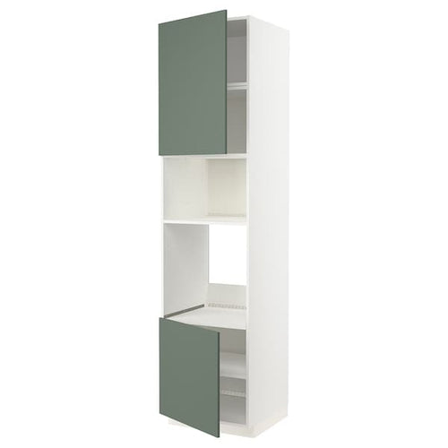 METOD - Hi cb f oven/micro w 2 drs/shelves, white/Bodarp grey-green , 60x60x240 cm