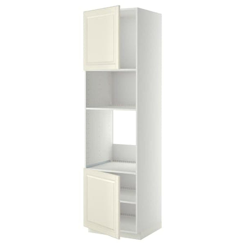 METOD - Hi cb f oven/micro w 2 drs/shelves, white/Bodbyn off-white , 60x60x220 cm