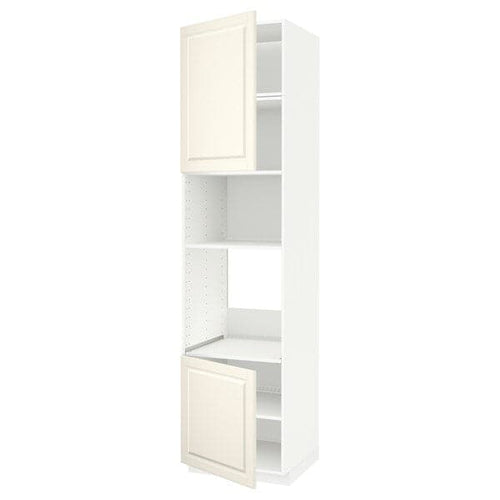 METOD - Hi cb f oven/micro w 2 drs/shelves, white/Bodbyn off-white, 60x60x240 cm