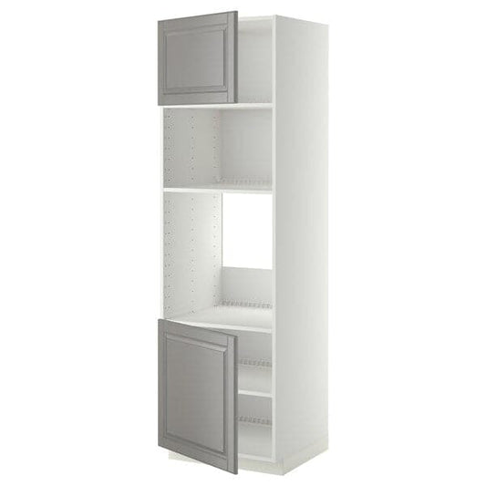 Ikea METOD - Hi cb f oven/micro w 2 drs/shelves, white/Bodbyn grey, 60x60x200 cm