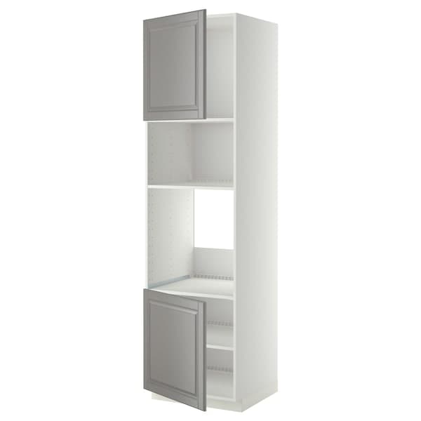 METOD - Hi cb f oven/micro w 2 drs/shelves, white/Bodbyn grey, 60x60x220 cm - best price from Maltashopper.com 59461462