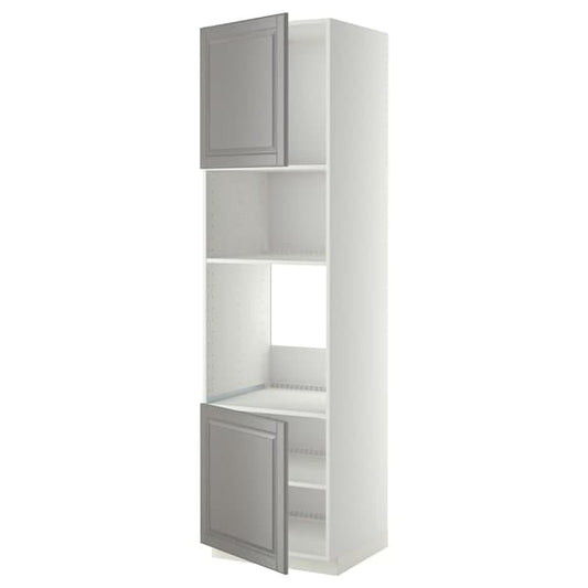 Ikea METOD - Hi cb f oven/micro w 2 drs/shelves, white/Bodbyn grey, 60x60x220 cm