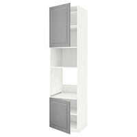 METOD - Hi cb f oven/micro w 2 drs/shelves, white/Bodbyn grey, 60x60x240 cm - best price from Maltashopper.com 39460920