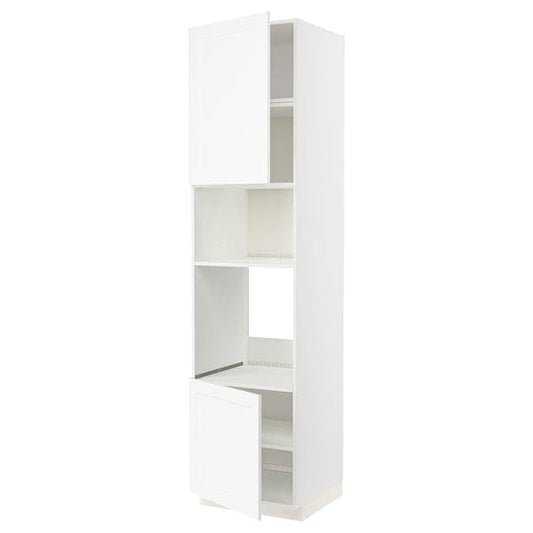 METOD - Hi cb f oven/micro w 2 drs/shelves, white Enköping/white wood effect, 60x60x240 cm - best price from Maltashopper.com 19473546