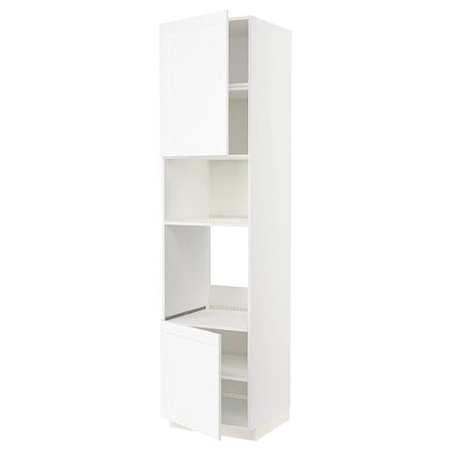 METOD - Hi cb f oven/micro w 2 drs/shelves, white Enköping/white wood effect, 60x60x240 cm